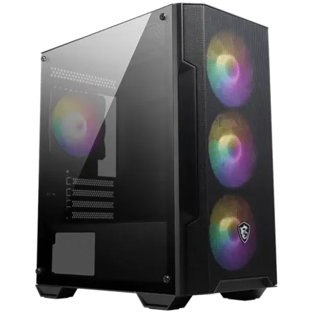 MSI MAG FORGE M100A, M-ATX Tower, M-ATX/ M-ITX, 1x USB 3.2 Gen 1 Type-A, 2x USB 2.0 Type-A, 1x Audio, 1x Mic, Power Button, 4x 1