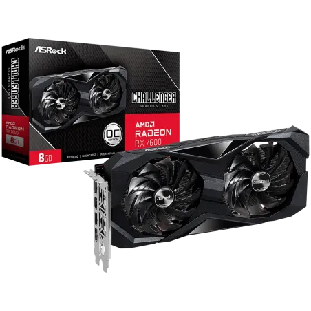 ASROCK Video Card AMD Radeon RX-7600 Challenger 8GB GDDR6 128bit, 2695 MHz / 18Gbps, 3x DP 2.1, 1x HDMI, 2 fan, 2 slot - 1