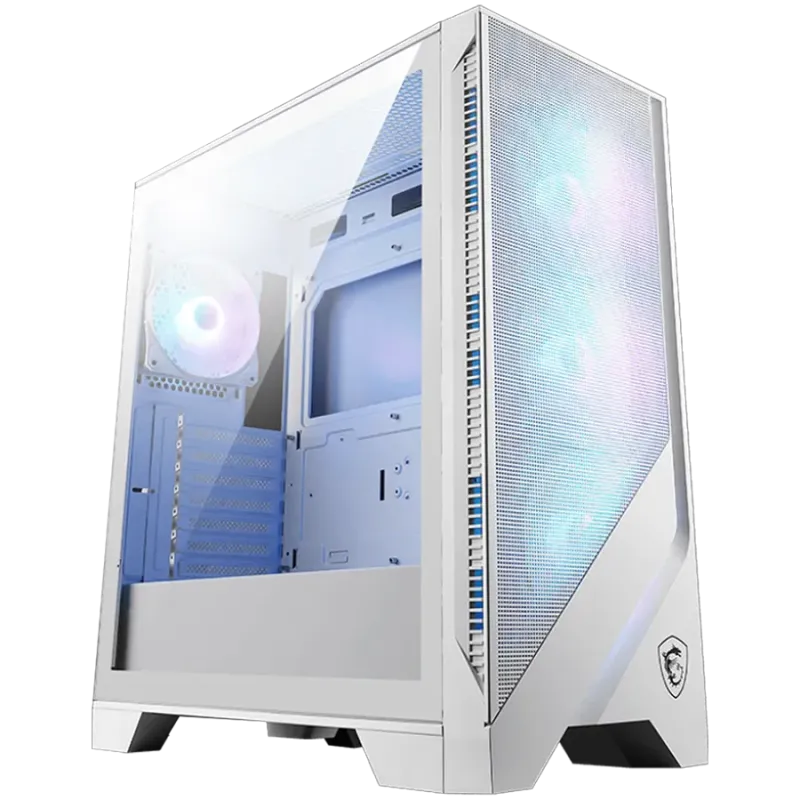 MSI MAG FORGE 320R AIRFLOW WHITE, Mid-Tower, ATX/M-ATX/ITX, 2x USB 3.2, 1x Audio/Mic, LED Button, ARGB Hub, 4x 120mm ARGB Fans, 