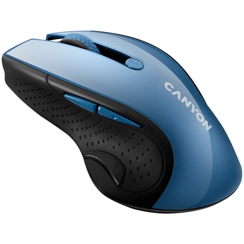 CANYON 2.4Ghz wireless mouse, optical tracking - blue LED, 6 buttons, DPI 1000/1200/1600, Blue Gray pearl glossy - 1