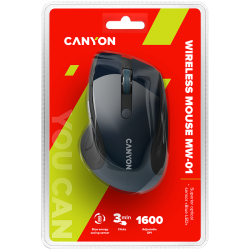 CANYON 2.4Ghz wireless mouse, optical tracking - blue LED, 6 buttons, DPI 1000/1200/1600, Blue Gray pearl glossy - 8
