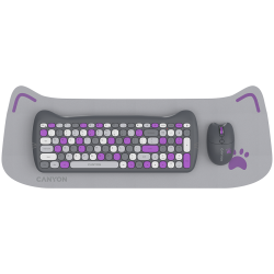 CANYON HSET-W6 EN Keyboard+Mouse Kitty Edition AAA+АА Wireless Violet - 7