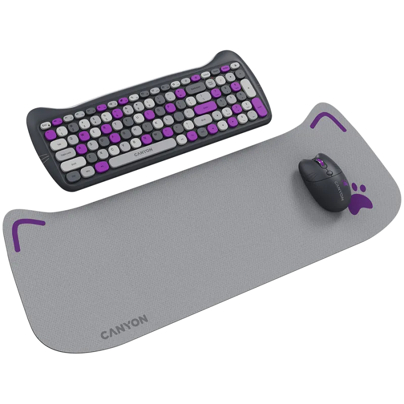 CANYON HSET-W6 EN Keyboard+Mouse Kitty Edition AAA+АА Wireless Violet - 1