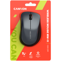 CANYON MW-11, 2.4 GHz Wireless mouse,with 3 buttons, DPI 1200, Battery:AAA*2pcs,Black,67*109*38mm,0.063kg - 12