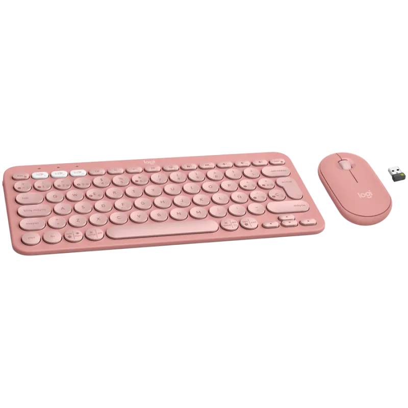 LOGITECH Pebble 2 Bluetooth Keyboard Combo - TONAL ROSE - US INT'L - 1