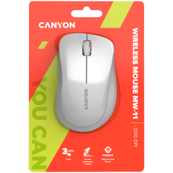 CANYON MW-11, 2.4 GHz Wireless mouse ,with 3 buttons, DPI 1200, Battery:AAA*2pcs ,pearl white grey67*109*38mm 0.063kg - 8