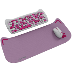 CANYON HSET-W6 EN Keyboard+Mouse Kitty Edition AAA+АА Wireless Pink - 8