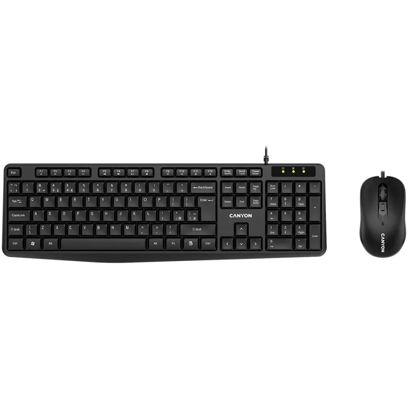 CANYON USB standard KB, water resistant BG layout bundle with optical 3D wired mice 1000DPI black - 1