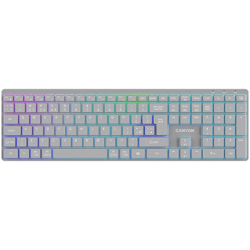 CANYON keyboard HKB-W11 UK/US RGB Dual Mode Wireless Grey - 1