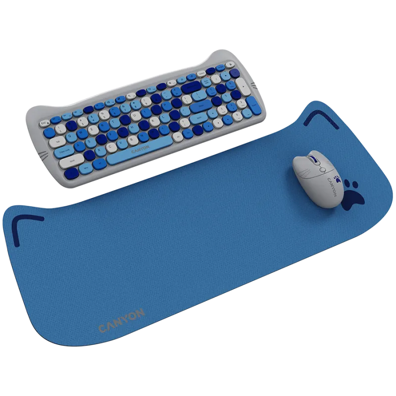 CANYON HSET-W6 EN Keyboard+Mouse Kitty Edition AAA+АА Wireless Blue - 1