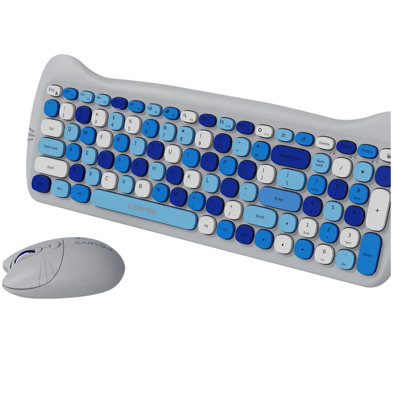 CANYON HSET-W6 EN Keyboard+Mouse Kitty Edition AAA+АА Wireless Blue - 1