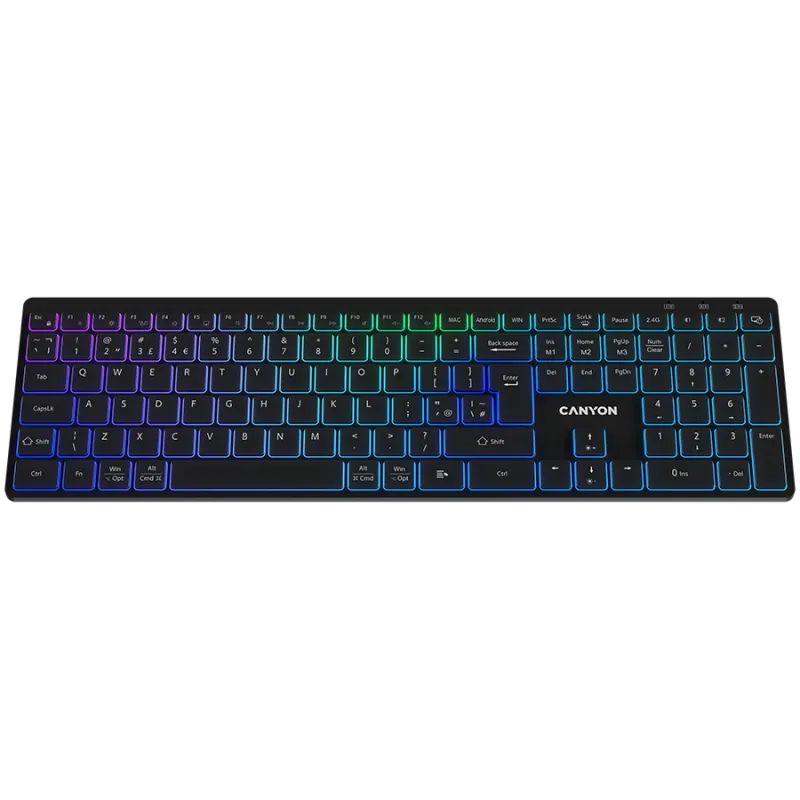 CANYON keyboard HKB-W11 UK/US RGB Dual Mode Wireless Black - 1