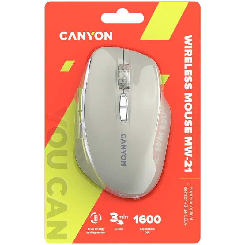 CANYON mouse MW-21 BlueLED 7buttons Wireless Cosmic Latte - 1
