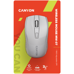 CANYON MW-7, 2.4Ghz wireless mouse, 6 buttons, DPI 800/1200/1600, with 1 AA battery ,size 110*60*37mm,58g,white - 12