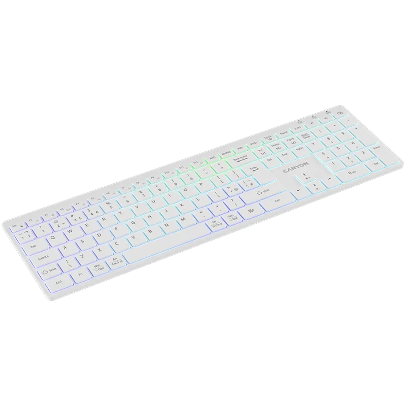 CANYON keyboard HKB-W11 UK/US RGB Dual Mode Wireless White - 1