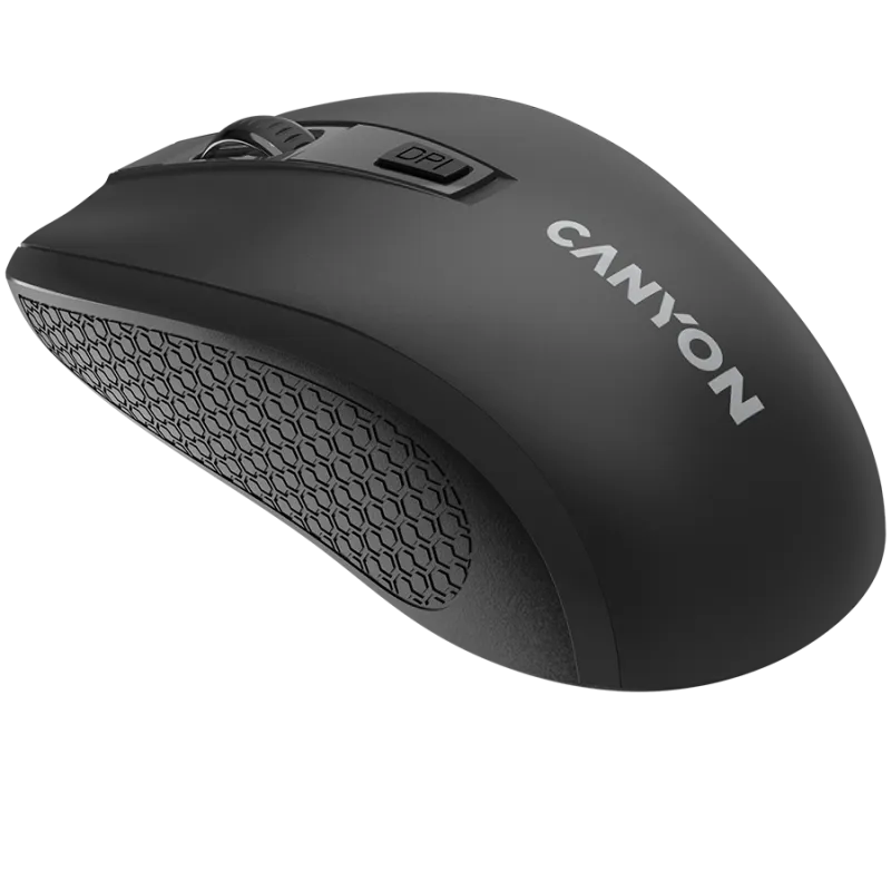 CANYON MW-7, 2.4Ghz wireless mouse, 6 buttons, DPI 800/1200/1600, with 1 AA battery ,size 110*60*37mm,58g,black - 1