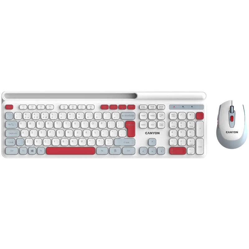 CANYON HSET-W5 EN Keyboard+Mouse AAA+AA Wireless White - 1