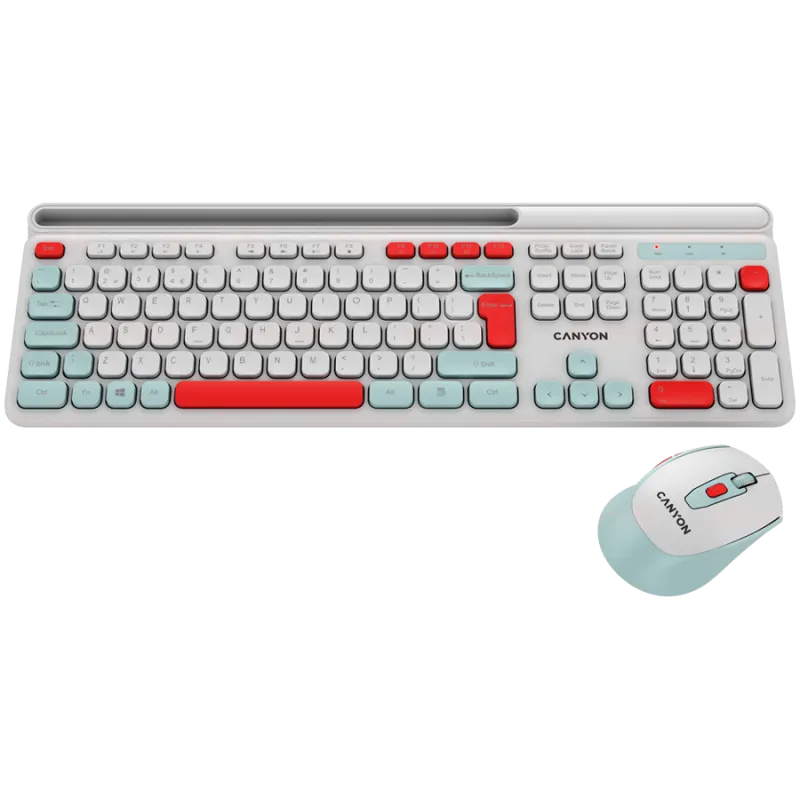 CANYON HSET-W5 EN Keyboard+Mouse AAA+AA Wireless White - 1