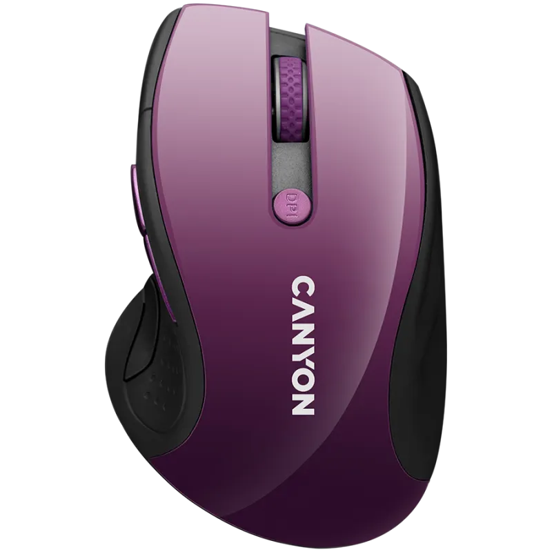 CANYON 2.4Ghz wireless mouse, optical tracking - blue LED, 6 buttons, DPI 1000/1200/1600, Purple pearl glossy - 1