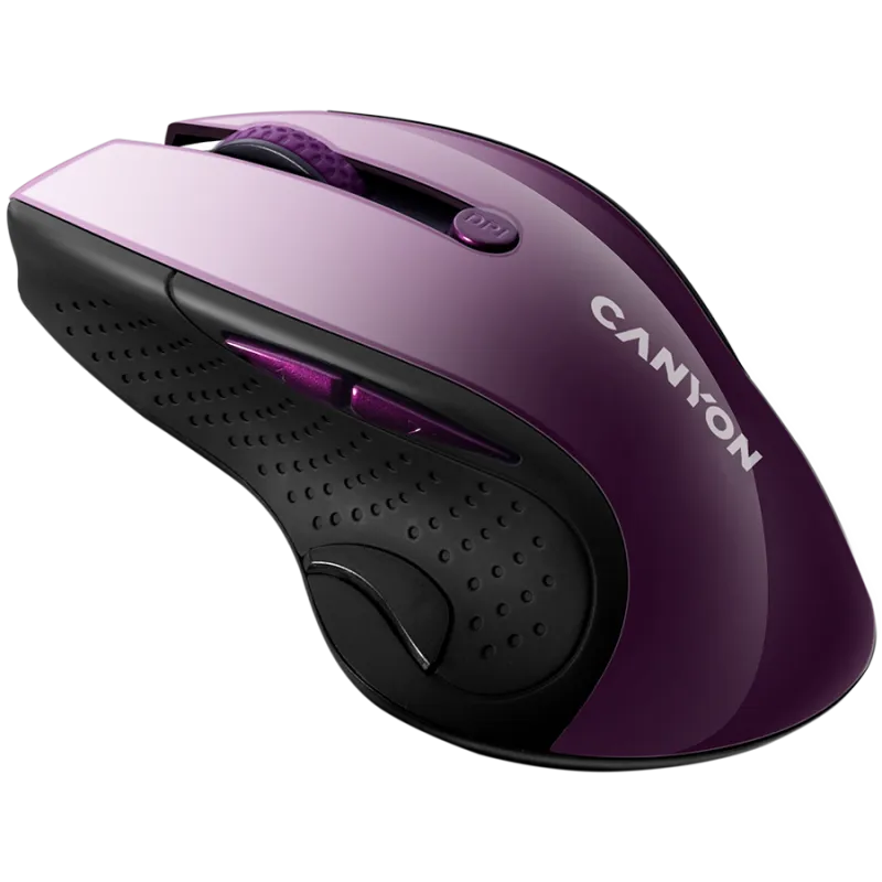 CANYON 2.4Ghz wireless mouse, optical tracking - blue LED, 6 buttons, DPI 1000/1200/1600, Purple pearl glossy - 1
