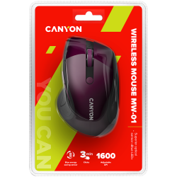 CANYON 2.4Ghz wireless mouse, optical tracking - blue LED, 6 buttons, DPI 1000/1200/1600, Purple pearl glossy - 8