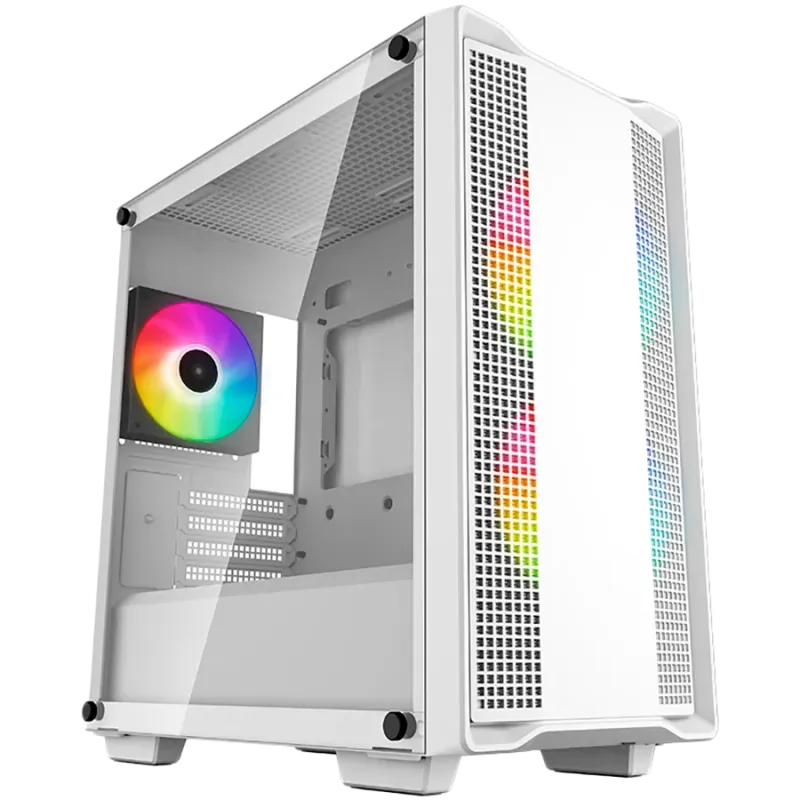 DeepCool CC360 ARGB WH, Mid Tower, Mini-ITX/Micro-ATX, 1xUSB3.0, 1xUSB2.0, 1xAudio, 3x120mm Pre-Installed ARGB Fans, Tempered Gl