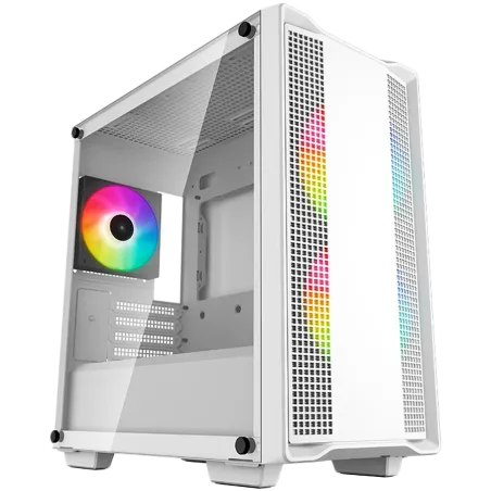 DeepCool CC360 ARGB WH, Mid Tower, Mini-ITX/Micro-ATX, 1xUSB3.0, 1xUSB2.0, 1xAudio, 3x120mm Pre-Installed ARGB Fans, Tempered Gl