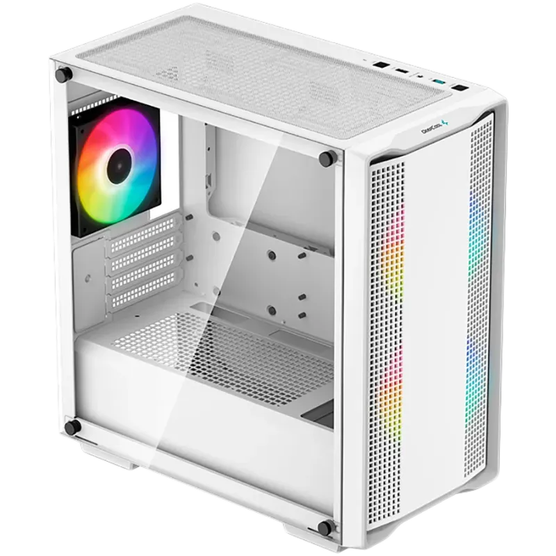 DeepCool CC360 ARGB WH, Mid Tower, Mini-ITX/Micro-ATX, 1xUSB3.0, 1xUSB2.0, 1xAudio, 3x120mm Pre-Installed ARGB Fans, Tempered Gl