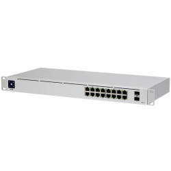 Ubiquiti USW-16-PoE 16-port Layer 2 PoE switch, 8 x GbE PoE+, 8 x GbE ports, 2 x 1G SFP ports, 42W total PoE Power, fanless, sil