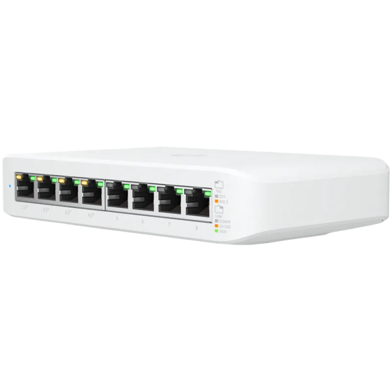 UBIQUITI Lite 8 PoE (4) GbE PoE+, (4) GbE ports 52W total PoE availability Wall mountable. - 1