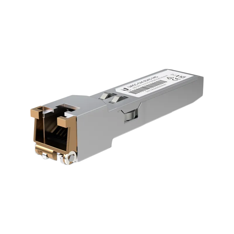 Ubiquiti UACC-CM-RJ45-MG SFP+ to RJ45 adapter, 1/2.5/5/10 GbE is a RJ45 transceiver that can be inserted into an SFP port in ord