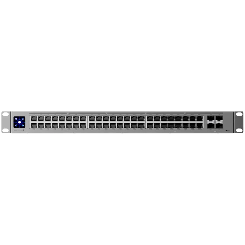 Ubiquiti 48-port, Layer 3 switch 2.5 GbE and PoE++ output, 16x 2.5 GbE ports including (8) PoE+ and (8) PoE++, 32x GbE ports inc