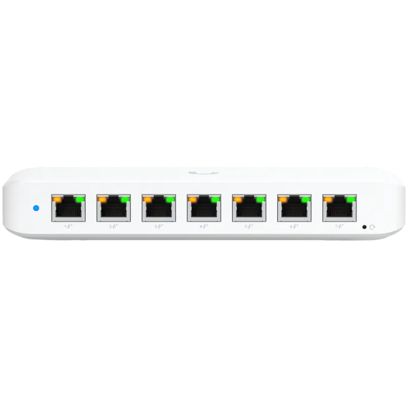 Ubiquiti USW-Ultra-210W-EU compact, Layer 2, 8-port GbE PoE switch with versatile mounting options, 7x GbE PoE+ output ports, Gb