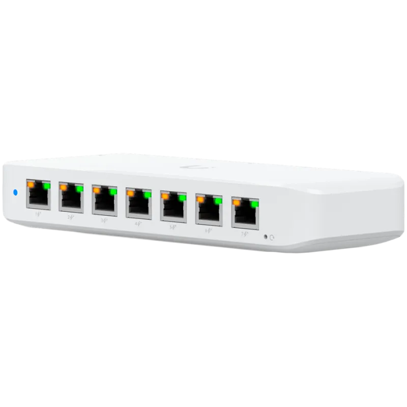 Ubiquiti USW-Ultra-60W Layer 2, 8-port GbE PoE switch: 7x GbE PoE+ output ports, GbE port with optional PoE++ input - 1