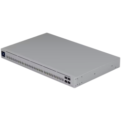 Ubiquiti Layer 3 Etherlighting switch USW-PRO-HD-24-EU, (22) 2.5 GbE, (2) 10 GbE ports, (4) 10G SFP+ ports. DC power backup read