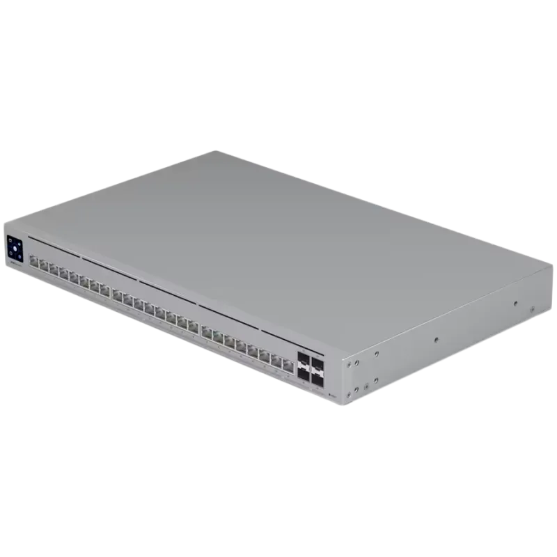 Ubiquiti Layer 3 Etherlighting switch USW-PRO-HD-24-EU, (22) 2.5 GbE, (2) 10 GbE ports, (4) 10G SFP+ ports. DC power backup read