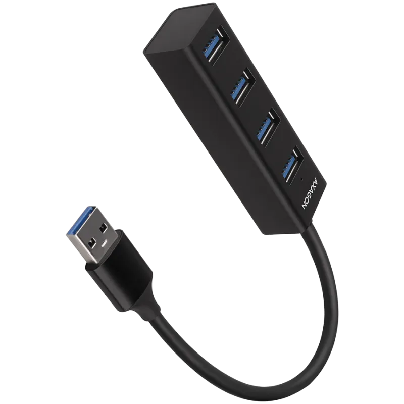 AXAGON HUE-M1A 4x USB3.2 Gen 1 MINI hub, metal, 20cm USB-A cable - 1