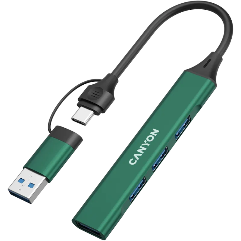 CANYON hub DS-02 4in1 USB-A/C Green - 1