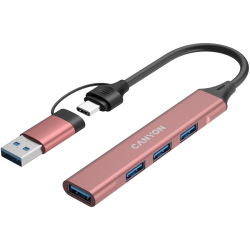 CANYON hub DS-02 4in1 USB-A/C Pink - 8