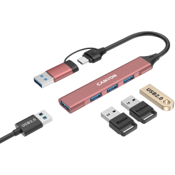 CANYON hub DS-02 4in1 USB-A/C Pink - 9