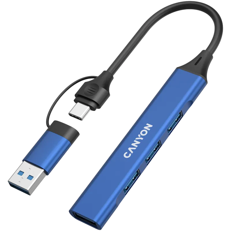 CANYON hub DS-02 4in1 USB-A/C Blue - 1
