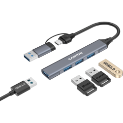 CANYON hub DS-02 4in1 USB-A/C Grey - 9