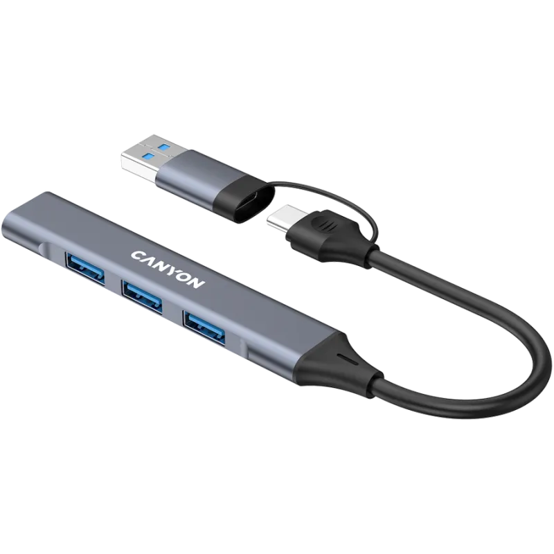 CANYON hub DS-02 4in1 USB-A/C Grey - 1