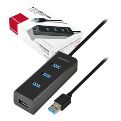 AXAGON HUE-S2BL 4x USB3.0 Charging Hub 1.2m Cable, MicroUSB Charging - 4