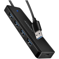 AXAGON HUE-C1A 4x USB3.2 Gen 1 Travel hub, USB-C power IN, w. 20cm Type-A cable - 2