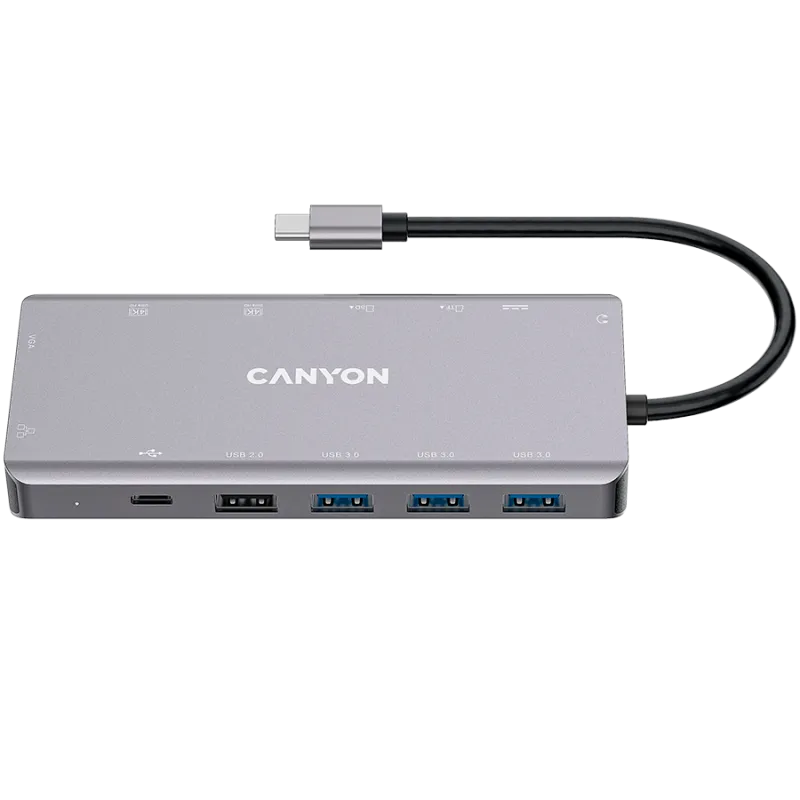 CANYON hub DS-12 13in1 4k USB-C Dark Grey - 1
