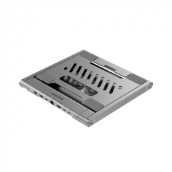 Canyon Laptop stands with hub, TYPE C F to HDMI2.0+2USB3.0+USBC3.0+RJ45+PD, TYEP C TO C cable 1m white with Emarker: HUSB332A, M