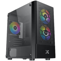 Xigmatek Oreo Black EN47758, M-ATX, USB3.0x1+USB2.0x2, Meshed Grill FP, Left TG, 3PCS X24F Fixed RGB Fan - 1
