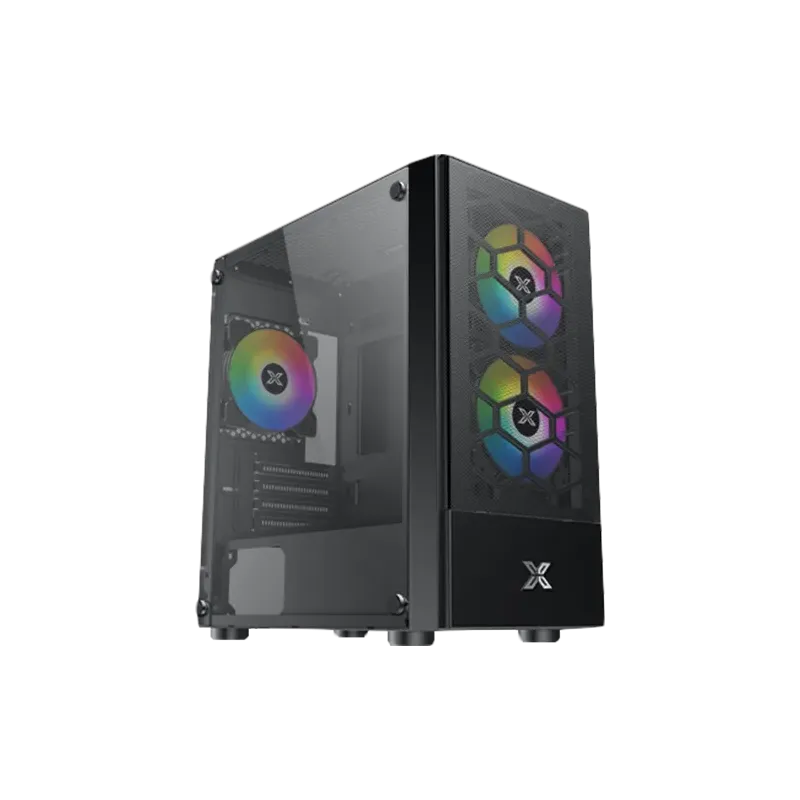 Xigmatek Oreo Black EN47758, M-ATX, USB3.0x1+USB2.0x2, Meshed Grill FP, Left TG, 3PCS X24F Fixed RGB Fan - 1