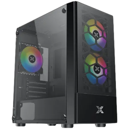 Xigmatek Oreo Black EN47758, M-ATX, USB3.0x1+USB2.0x2, Meshed Grill FP, Left TG, 3PCS X24F Fixed RGB Fan - 1